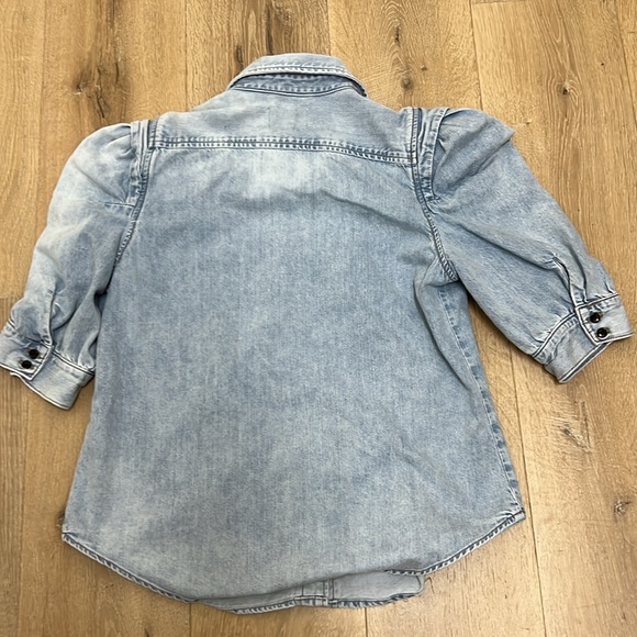 Frame Denim Light Blue Puff Sleeve Top - Picture 5 of 9
